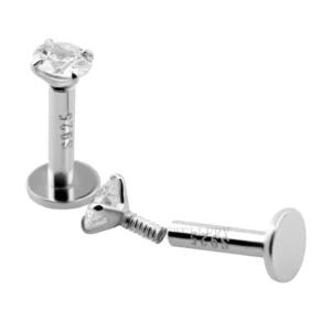 RENSINO Sterling Silver Fine Body Jewelry Fashion Zircon Diamond Labret Lip Studs Daith Piercing and Lip Piercing Jewelry