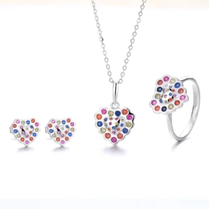 RENSINO Sterling Silver Heart shaped Zircon Jewelry Set for Women