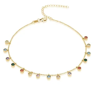 RENSINO Sterling Silver Jewelry Anklets with 18K Gold Designs