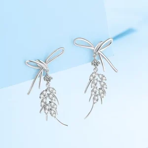 RENSINO Sterling Silver Jewelry VVS D Color 1.04CT Moissanite Earrings 925 Silver Tassel Earrings