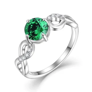 RENSINO Sterling Silver Vintage Rings Women’s Fashionable and Exquisite Green Blue Purple Red Zircon Inlaid Engagement Rings
