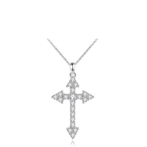 RENSINO Sterling Silver Zircon Cross Necklace S925 Fine Jewelry Necklace for Women