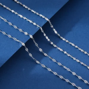 RENSINO Stock 925 Sterling Silver Link Chain Necklace Classic Gold Fine Jewelry Sequin Handmade Religious Women Perfect Wedding Gift