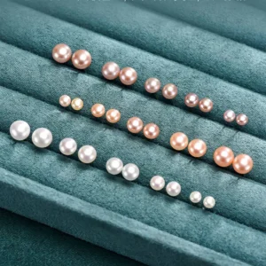 RENSINO Stud Earrings Round Shape 925 Sterling Silver Gold Plated AAA Quality White Pearl Wedding Party Engagement
