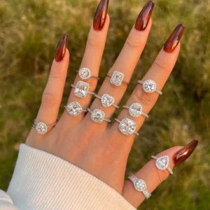 RENSINO Stunning Classic Design 925 Sterling Silver Rhodium Plated 5A Cubic Zirconia Eternity Band Wedding Engagement Ring
