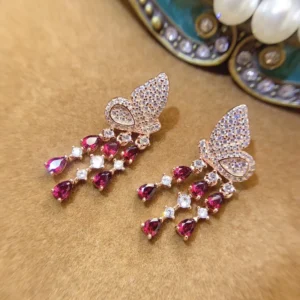 RENSINO Stylish 925 Sterling Silver Fine Jewelry for Women Natural Pyrope Garnet Earrings Classic Design Party Gift