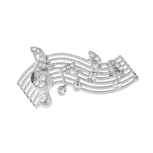 RENSINO Stylish Retro Unique Silver White Note Brooch Silver Plated Alloy with Starry Design Perfect for Parties and Festivals