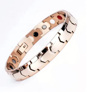 RENSINO Stylish Rose Gold Silver Stainless Steel Powerful Custom Bangle Magnetic Bracelet Keep Body Health