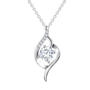 RENSINO Stylish S925 Silver Rhodium Plated Waterdrop Shape Pendant Necklace Zircon Trendy For Weddings Parties For Gift