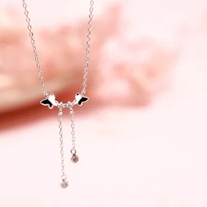 RENSINO Stylish S925 Sterling Silver Butterfly Tassel Necklace