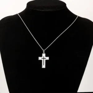 RENSINO Stylish Silver Cross Pendant Necklace with Pave Zirconia and Hollow Center Design Perfect for Parties and Daily Wear