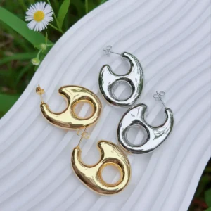 RENSINO Stylish Trendy Versatile Pig Nose Earrings Modern Metal Style Golden Silver Fashion Jewelry Accessory Party Daily Gifts