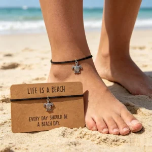 RENSINO Summer Beach Ocean Anklets Sea Turtle Sea Horse Dolphin Starfish Lotus Mermaid Sand Dollar Sea Shell Charm Bracelet Anklet