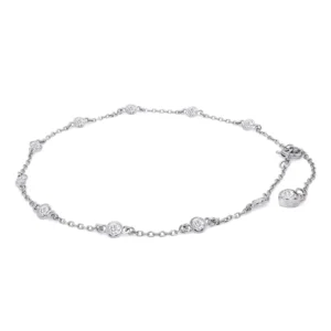RENSINO Summer Beach Style 925 Sterling Silver Fine Anklets for Women Dangling Round Small Zircon Jewelry for Daily Wear