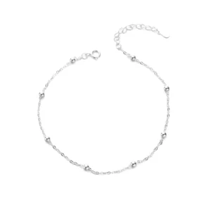 RENSINO Summer Fashion 925 Silver Chain Anklets For Women Beach Party Beads Ankle Jewelry