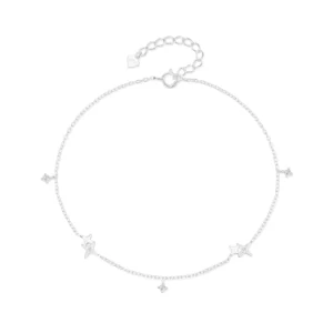RENSINO Summer Foot Fine Jewelry Non Tarnish 925 Sterling Silver Double Star Zircon Charm Anklets for Women