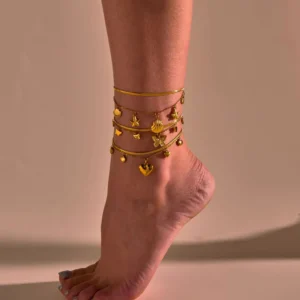RENSINO Summer Ocean Starfish Shell Heart Anklet Stainless Steel Gold Silver Foot Chain Women’s Beach Jewelry Stock