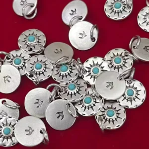 RENSINO Sun Charm Pendant Retro Silver Stamped Disc Charm for Bohemian Jewelry DIY Making