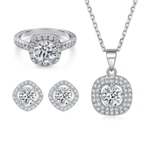 RENSINO Sun Star Fashion Jewelry Sets Prong Setting Round Brilliant Cut Cubic Zircon Stone 925 Sterling Silver Jewelry Sets