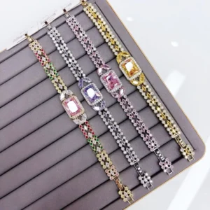 RENSINO Super Flash Fashion Luxury Watch Bracelet High Quality Brass Zircon Jewelry