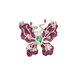 RENSINO Super Luxury Butterfly Design 925 Silver Brooch Full Paved High Quality Pink Ruby Sapphire Cubic Zirconia Brooch Fine Jewelry