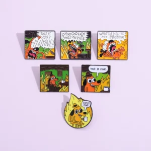 RENSINO THIS IS NOT FINE Enamel Pins Cartoon Dog Animal Brooches Lapel Pin Backpack Clothes Jewelry Accessories Badge Pins