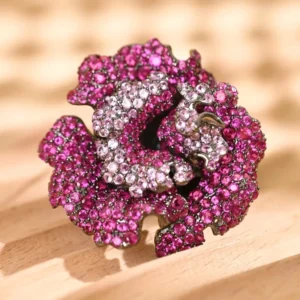 RENSINO TIANSHE Euro American Vintage Luxury S925 Pure Silver Camellia Flower Brooch High end Zircon Pin Accessories for Women