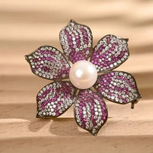 RENSINO TIANSHE Euro American Vintage Luxury S925 Pure Silver Flower Brooch High end Natural Pearls Coat pin Accessory