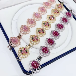 RENSINO TIANSHE Simple Fashion Luxury Candy Colored Bracelet High Quality Brass Zircon Jewelry