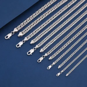 RENSINO TYD C 002 925 Sterling Silver Chain Jewelry Cuban Necklace Cuban Men’s and Women’s Chains Miami Style