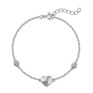 RENSINO Tarnish Free Women 925 Sterling Silver Heart Charm Bracelet Anniversary Wedding Moissanite Wrist Jewelry Manufacturing Supplies