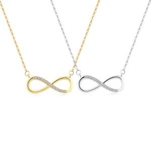 RENSINO Temperament and Fashion Design Silver Eternal Infinity Mobius Symbol Lucky 8-shaped Zircon Pendant Necklace Jewelry