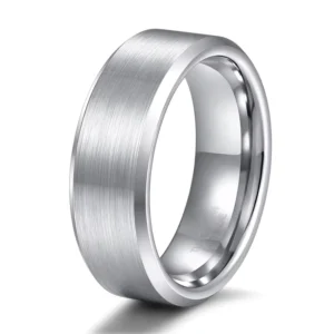 RENSINO Tempusort Classic Simple Comfort Fit Waterproof 4/6/8 MM Silver Bevel Edge Brushed Tungsten Rings Men Wedding Fashion Jewelry