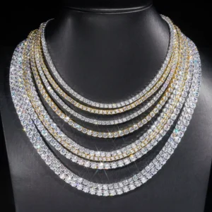 RENSINO Tennis Bracelet Hip Hop Iced Out S925 Sterling Silver VVS D 2mm 3mm 4mm 5mm 6.5mm Tennis Moissanite Chain