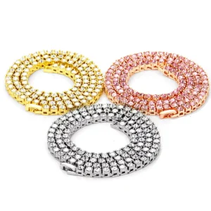 RENSINO Tennis Chain Collar Necklace Single-Row Rhinestone Necklace