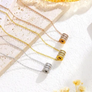 RENSINO Three Circle Shiny Crystal Choker Pendant Necklaces Gold Silver Link Chain Necklaces For Women Valentine’s Day Gift