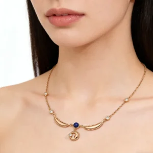 RENSINO Tibetan Silver French Sparkle Violet Ice Flower Zircons Link Chain Trendy Charm Necklace Dove Egg Round Pendant