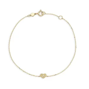 RENSINO Tiny Fine Jewelry 925 Sterling Silver 18k Gold Plated Zircon Heart Charm Bracelet