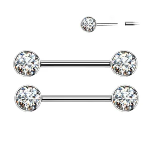 RENSINO Titanium Body Jewelry Women F136 Gold Nipple Ring Zirconia Ball Pattern G23 Earrings Zircon Stone Fashion Piercing Jewelry
