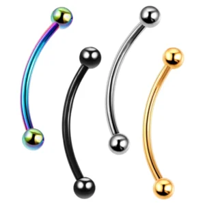 RENSINO Titanium Externally Threaded Snake Eye Tongue Piercing Curved Barbells Eyebrow Tongue Piercing Jewelry Body Jewelry