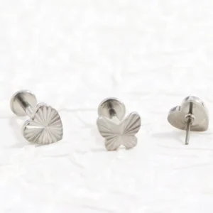 RENSINO Titanium G23 Internal Thread Earrings Butterfly Heart Labret Jewelry Light Earweight Fashion Body Piercing Jewelry