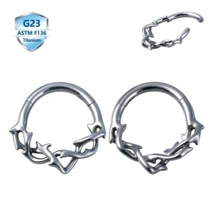 RENSINO Titanium Nose Ring Body Jewelry Hinged Septum Ring Nose Ear Cartilage Piercings for Women