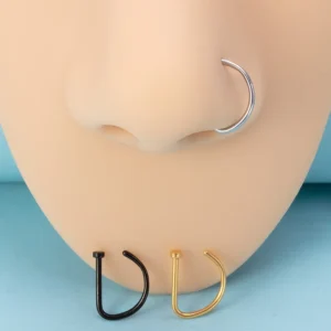 RENSINO Titanium Piercing Nose Ring U-shapedy Nose Clip Pierced Nose Rings Piercing Jewelry Fashion Punk Body Jewelry