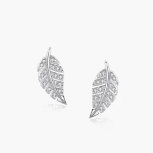 RENSINO Top Quality Real 925 Sterling Silver Fashion Leaves Stud Earrings Sparkling CZ Fine Female Fashion Jewelry