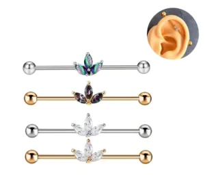 RENSINO Top Sale Ear Piercing Stainless Steel Industrial Barbell Ring Scaffold Rings Fashion Body Jewelry for Women Men
