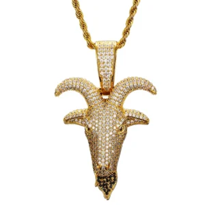 RENSINO Trend Designer Jewelry Necklace for Men Goat Pendant Rapper Chain with Zircon Main Stone