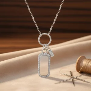 RENSINO Trendy 925 Sterling Silver 18K Gold Plated Link Pave Zircon Custom Logo Pendant Necklace Wedding Gift Party