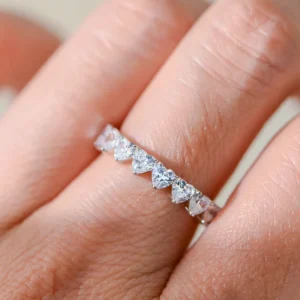 RENSINO Trendy 925 Sterling Silver 8A Cubic Zirconia Band Eternity Band for Wedding Stackable Design for Everyday & Special Occasions
