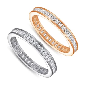 RENSINO Trendy 925 Sterling Silver Wedding Rings Women Cubic Zirconia Eternity Rings