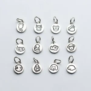 RENSINO Trendy Chinese Zodiac Round 925 Sterling Silver DIY Charm